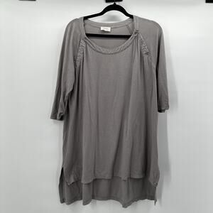 Wrap‎ Top Tunic Womens 12 Gray Lagenlook Organic Cotton Hemp Minimalist